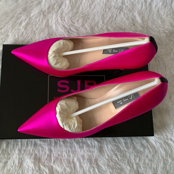 NIB SJP by Sarah Jessica Parker Fawn Satin Pumps EU 39.5 US 9 Pink Candy 100mm - Picture 10 of 16